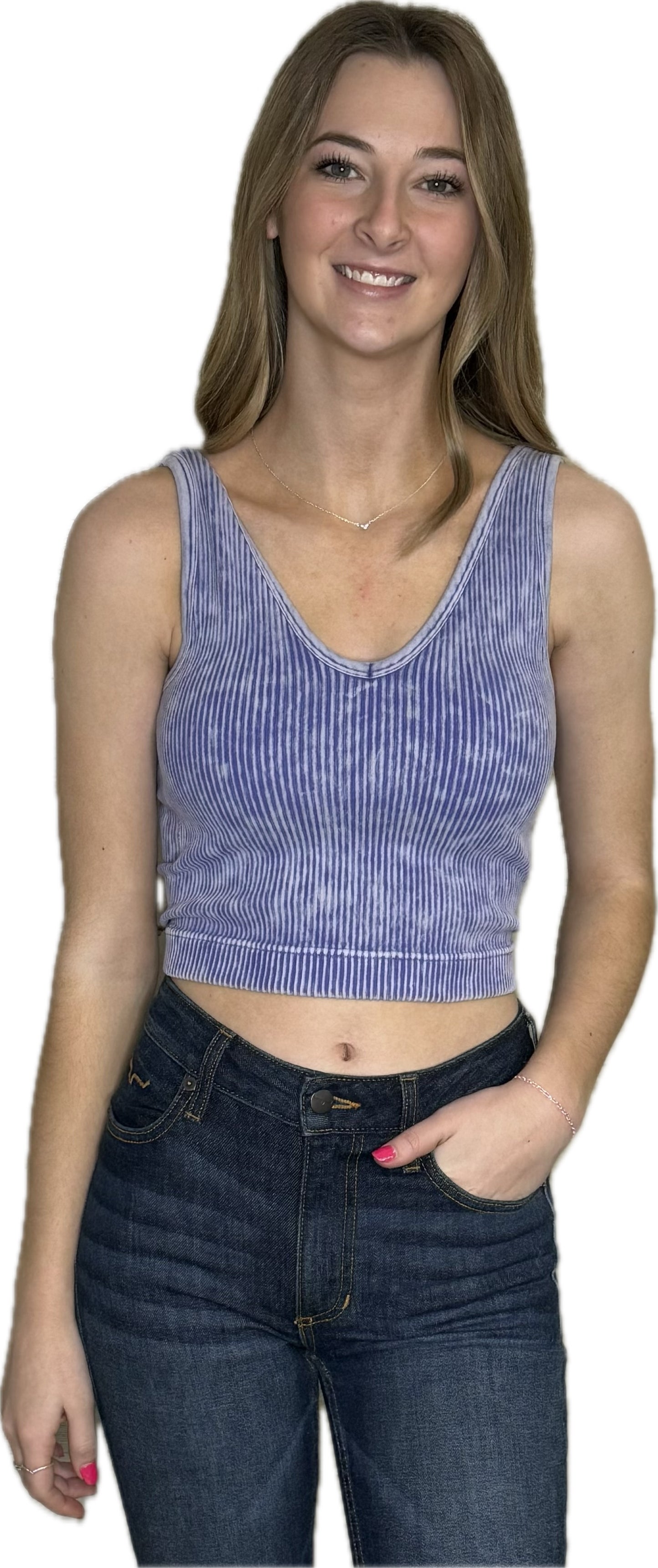 Rib Crop Vneck Tank