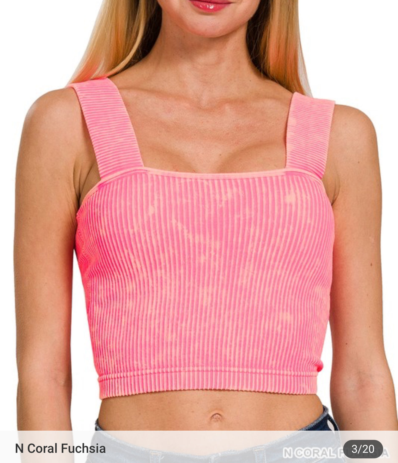 Washed Rib Sq Neck Crop