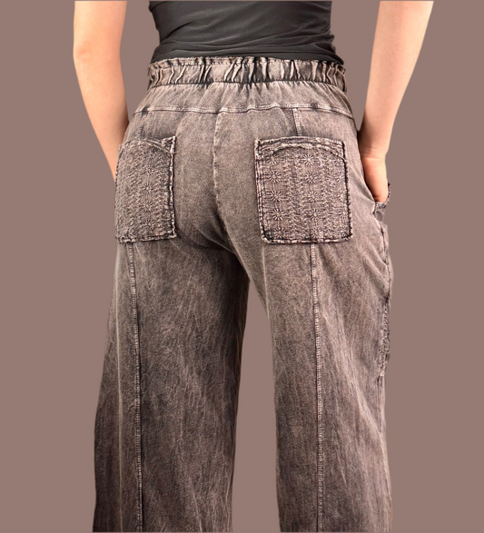 Eyelet Pocket Pants Ashed Black