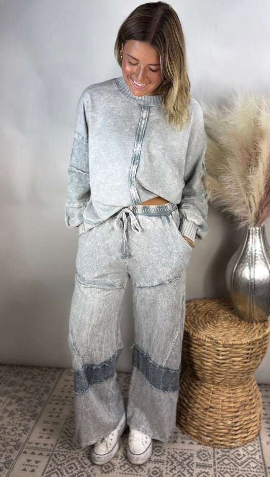 Wide Leg Patch Pants