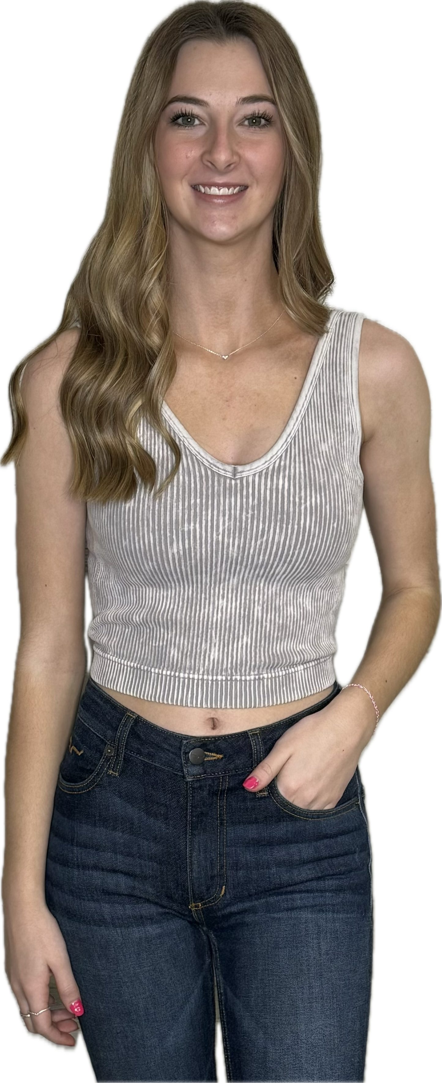 Rib Crop Vneck Tank