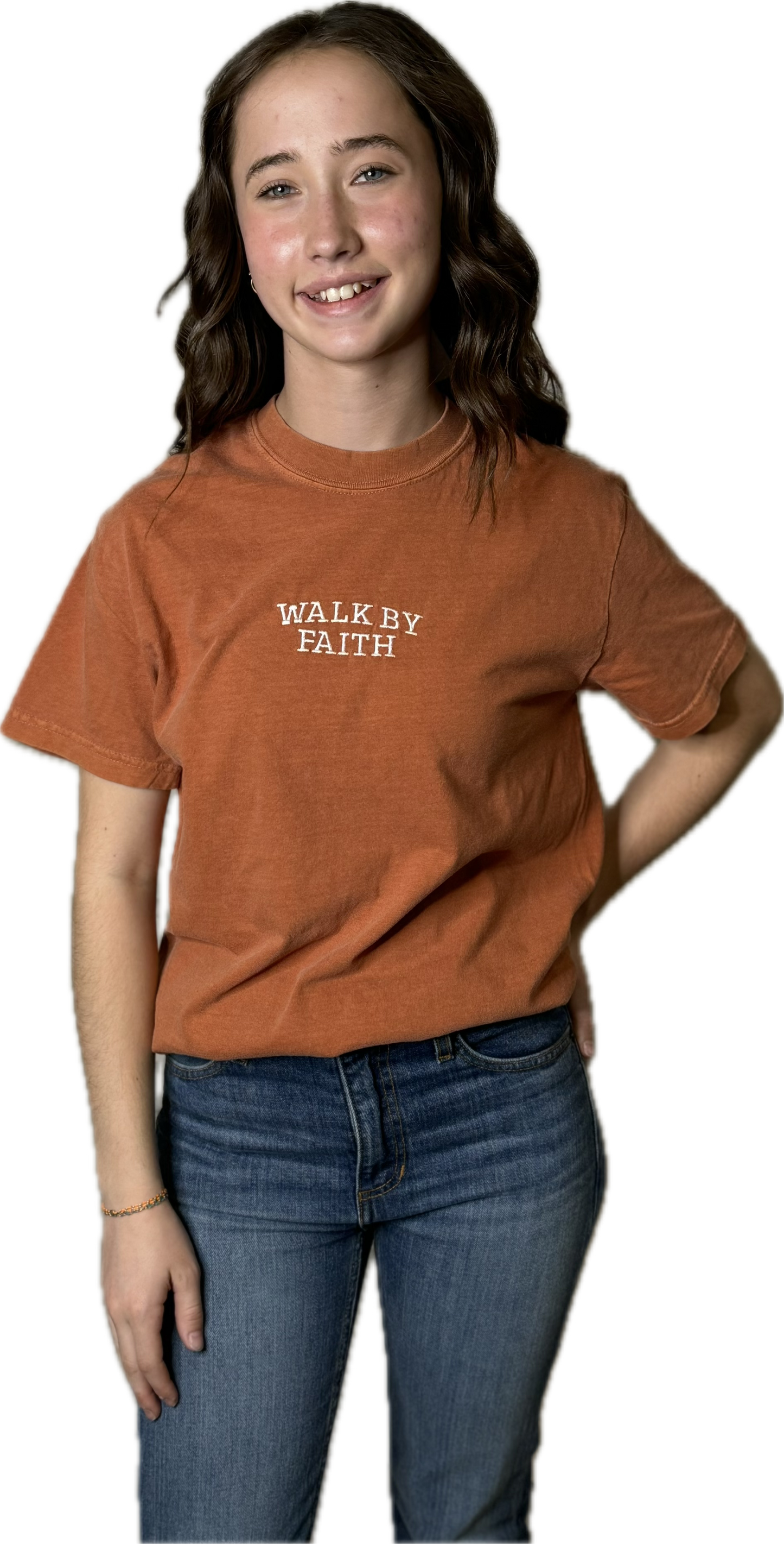 Embroidered Walk By Faith Tee