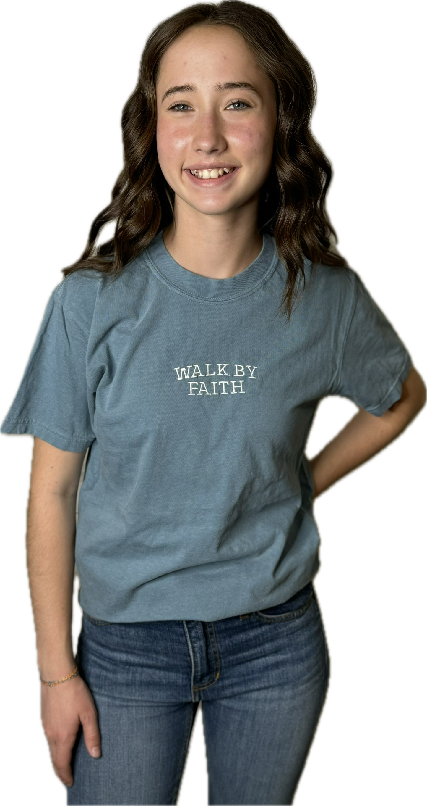 Embroidered Walk By Faith Tee