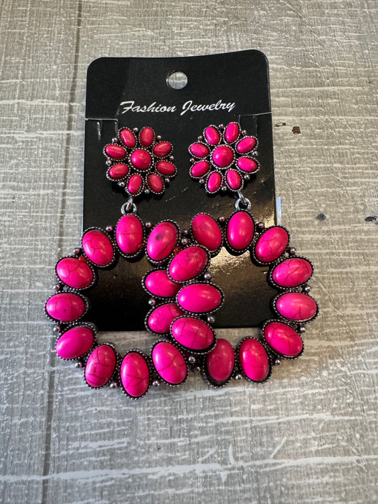 Flower Magenta Earrings