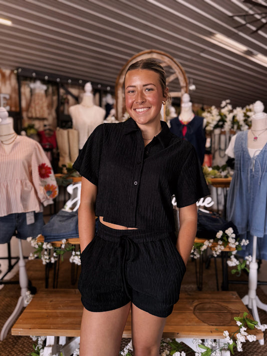 Button Down Shorts Set