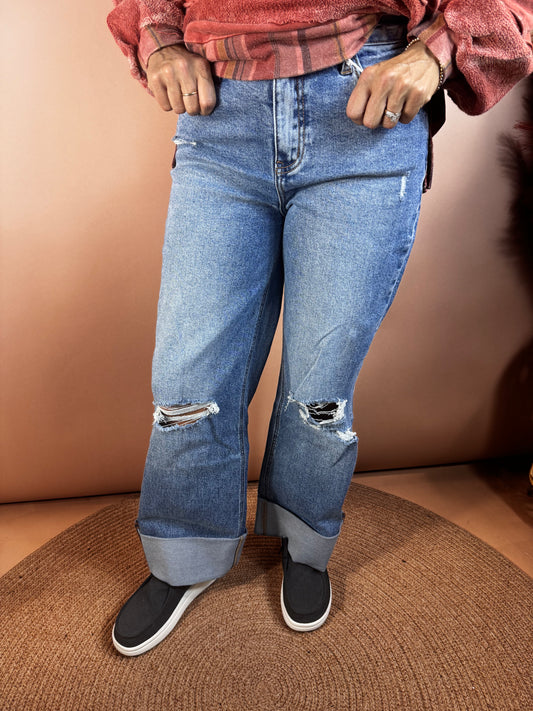 Super High Baggy Cuff Jeans