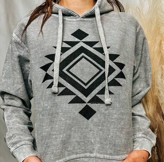 Grey Aztec Hoodie